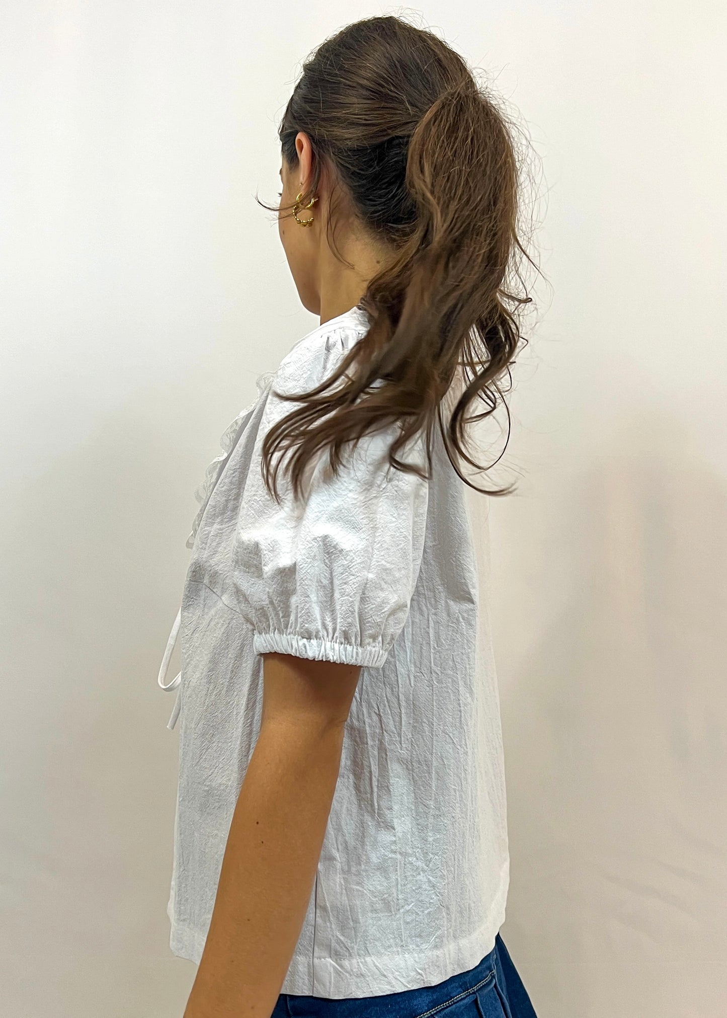 White Front Tie Blouse