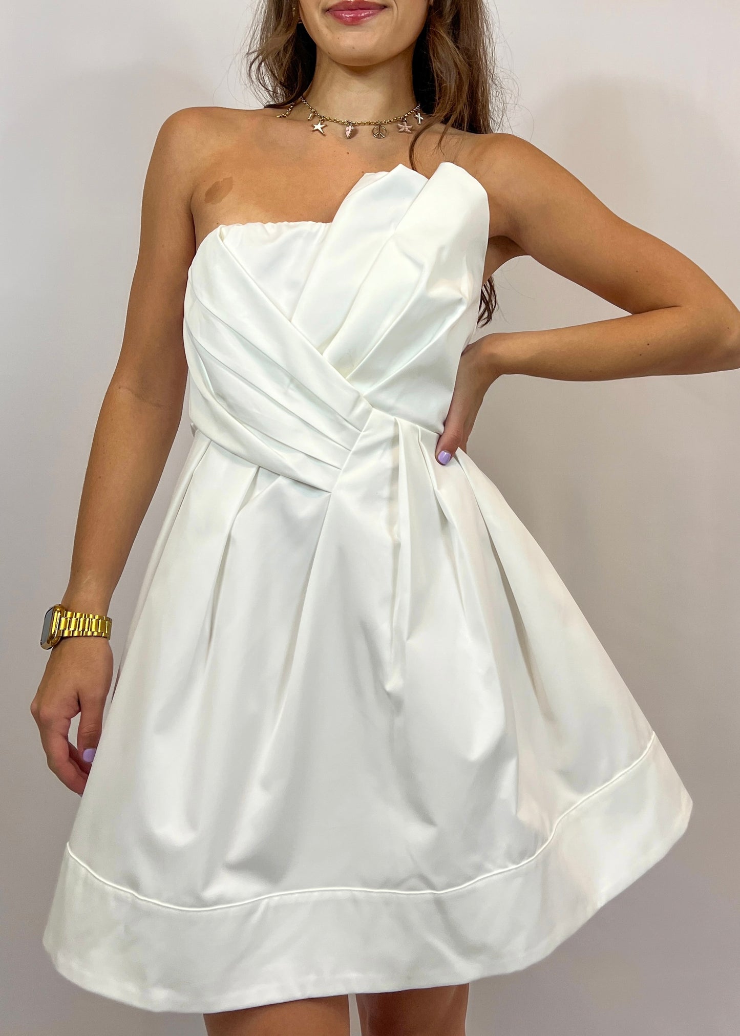 White Strapless Mini Dress