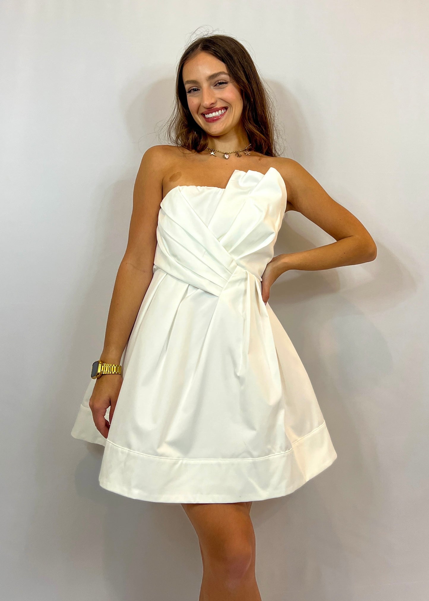 White Strapless Mini Dress