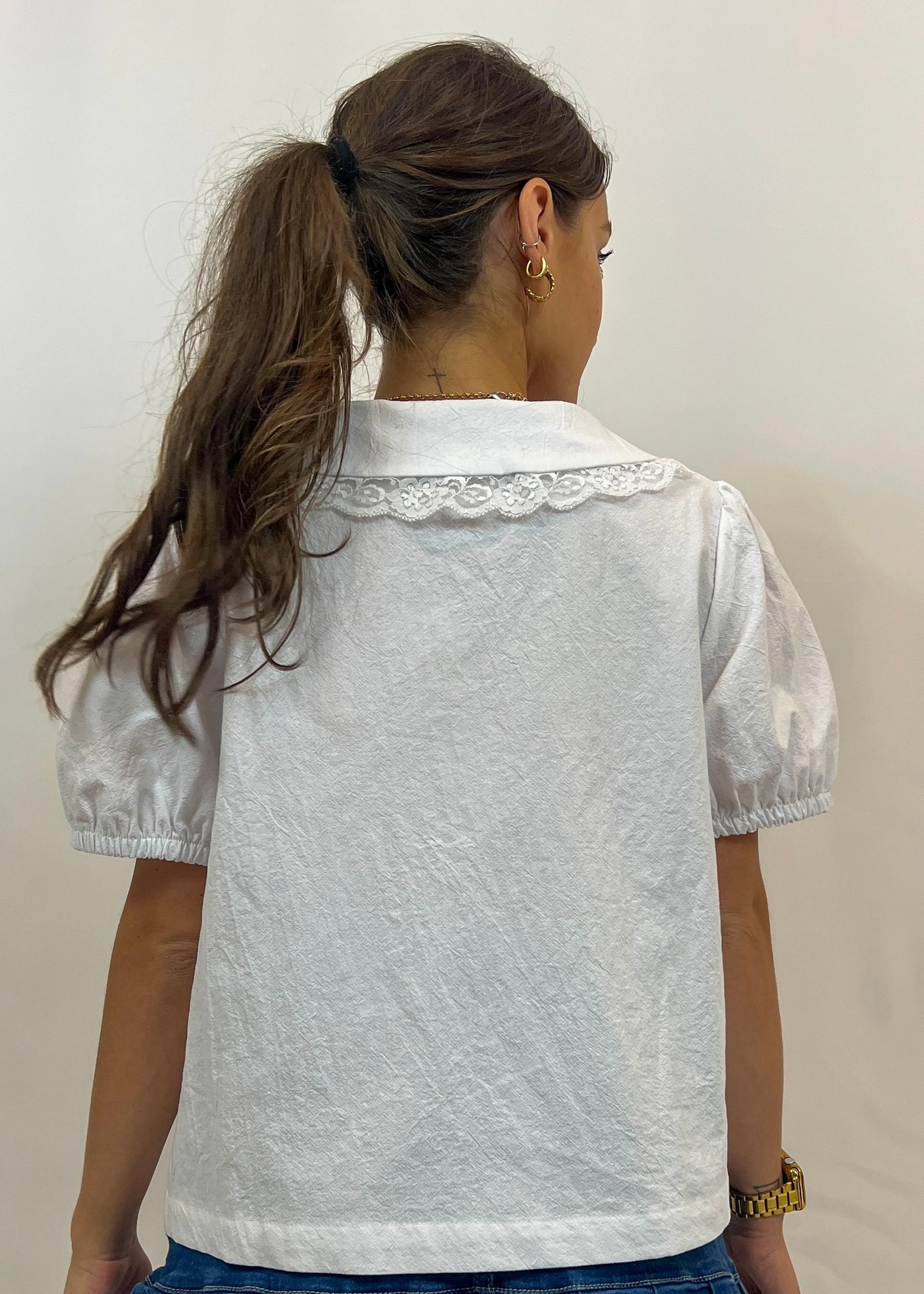 White Front Tie Blouse