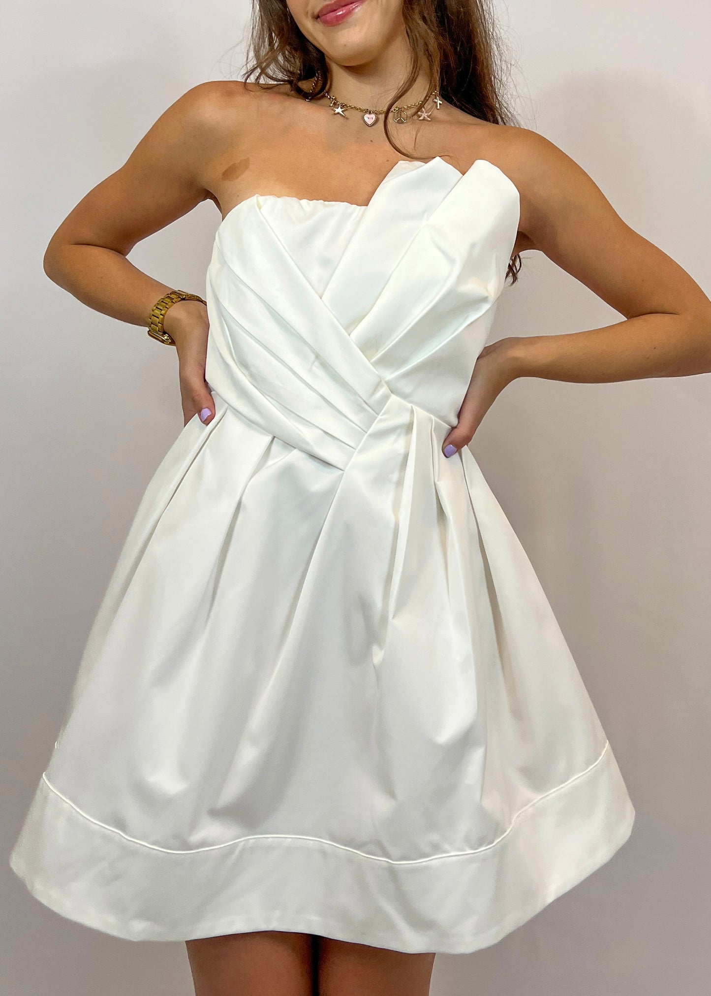 White Strapless Mini Dress