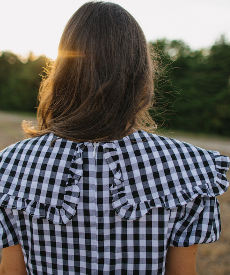 Gingham Mini Puff Sleeve Dress