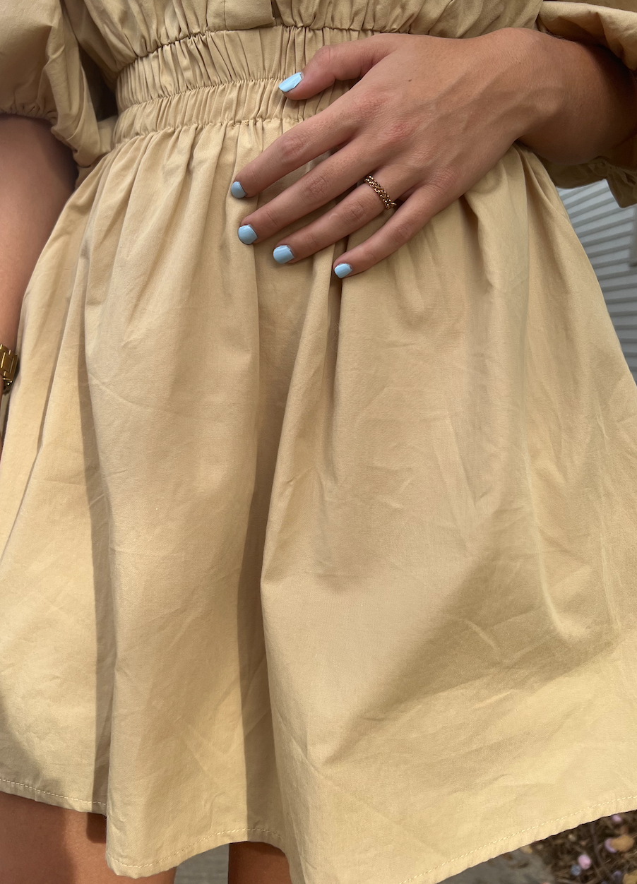 Taupe Elastic Waist Dress