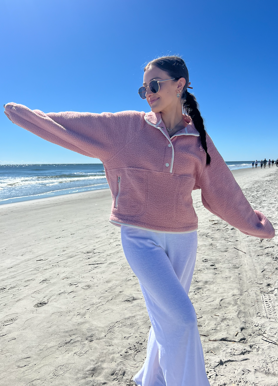 Mauve & Ivory Fleece Crewneck