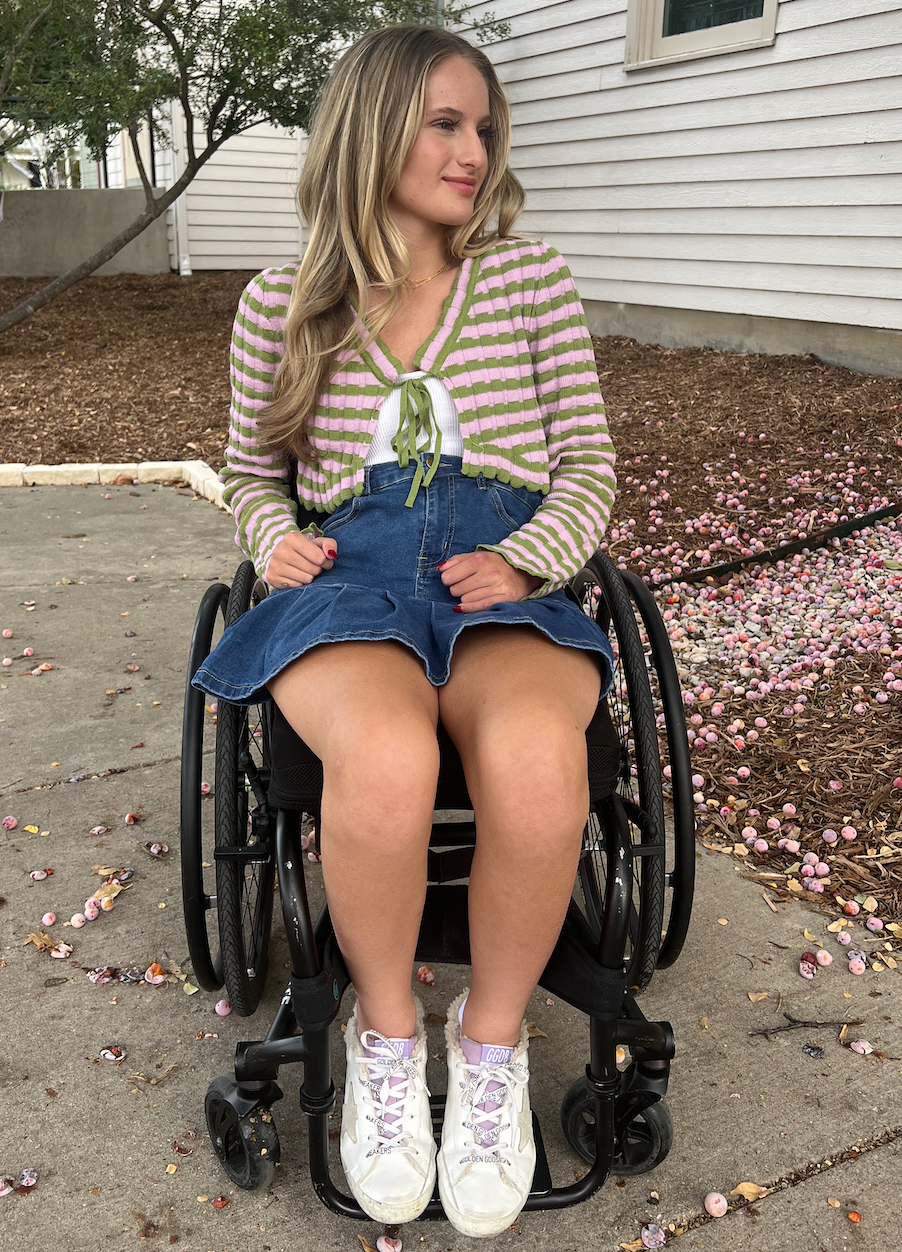 Pleated Denim Skirt