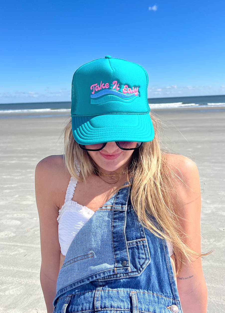 Take It Easy Trucker Hat- Deep Teal