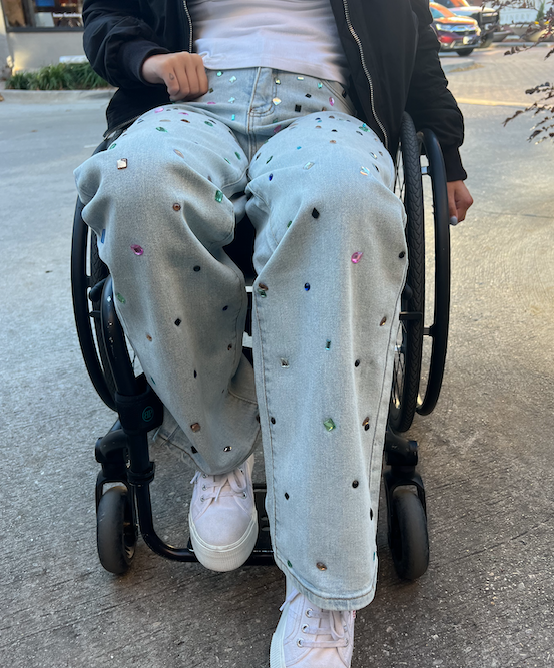 Rhinestone Denim Pants