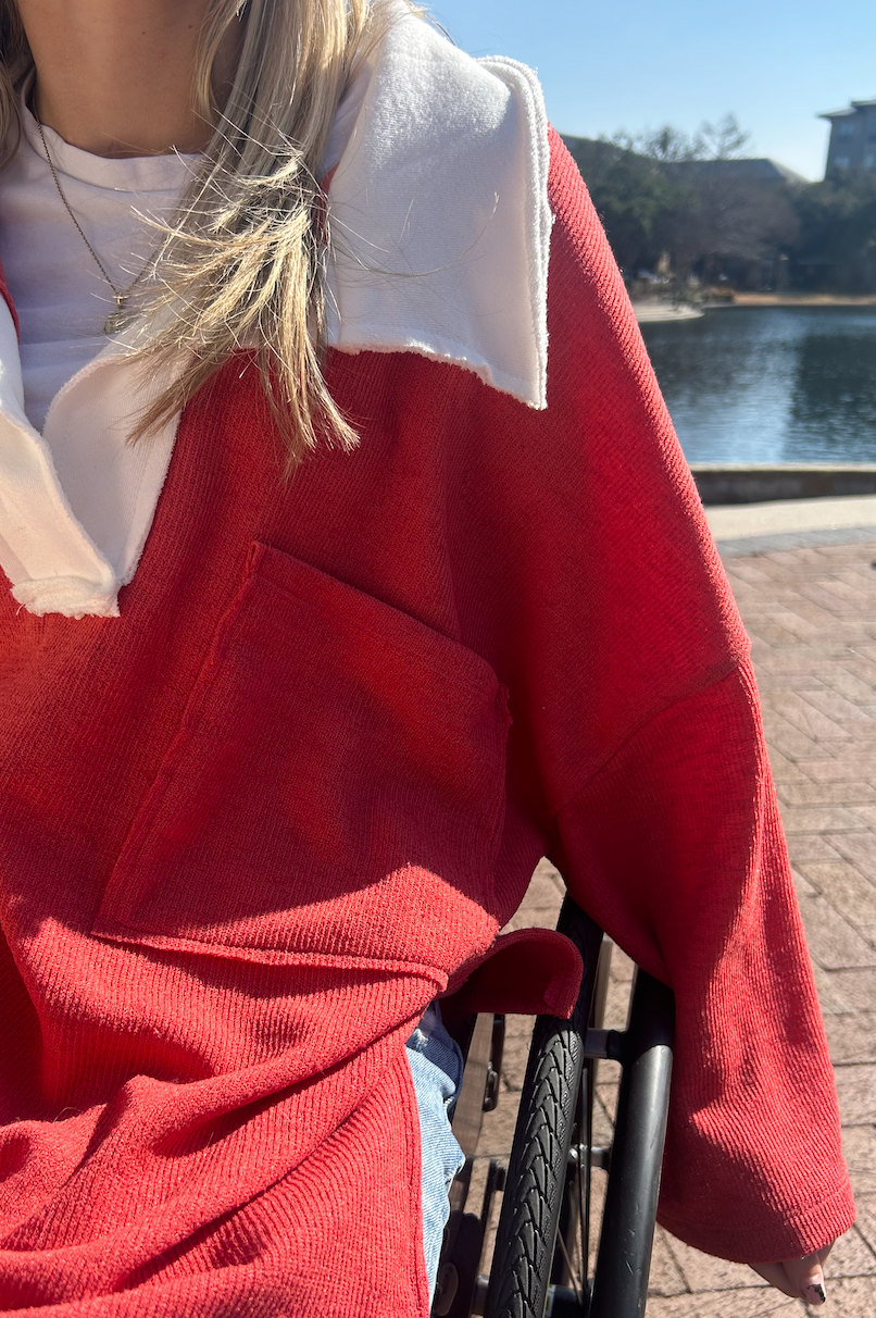 Red Oversized Knit Top