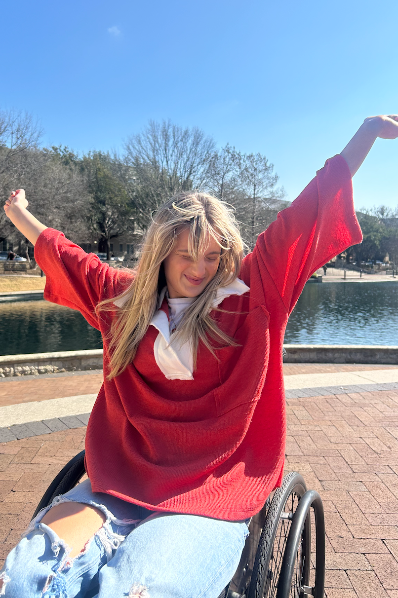 Red Oversized Knit Top