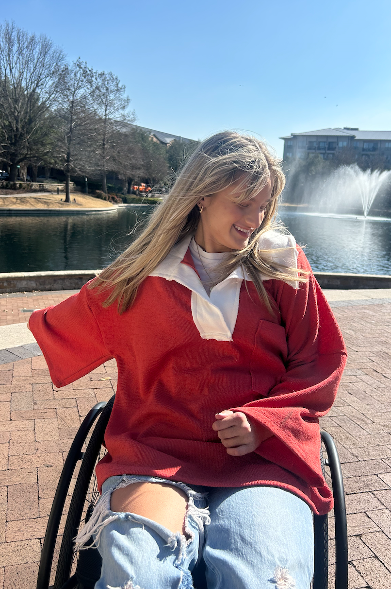 Red Oversized Knit Top