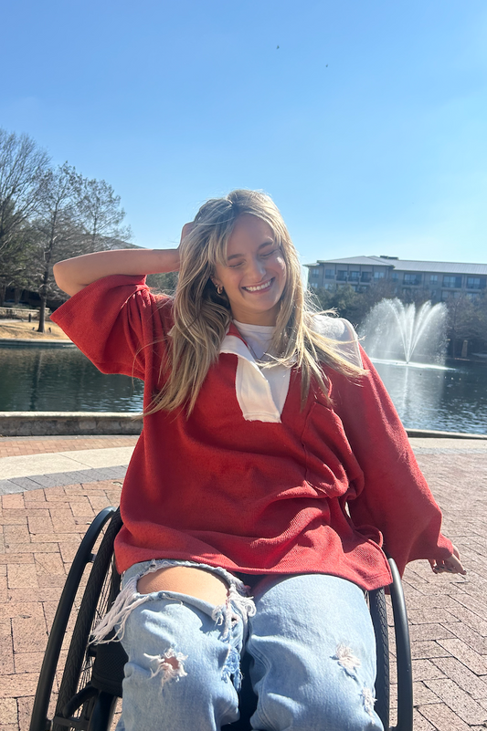 Red Oversized Knit Top