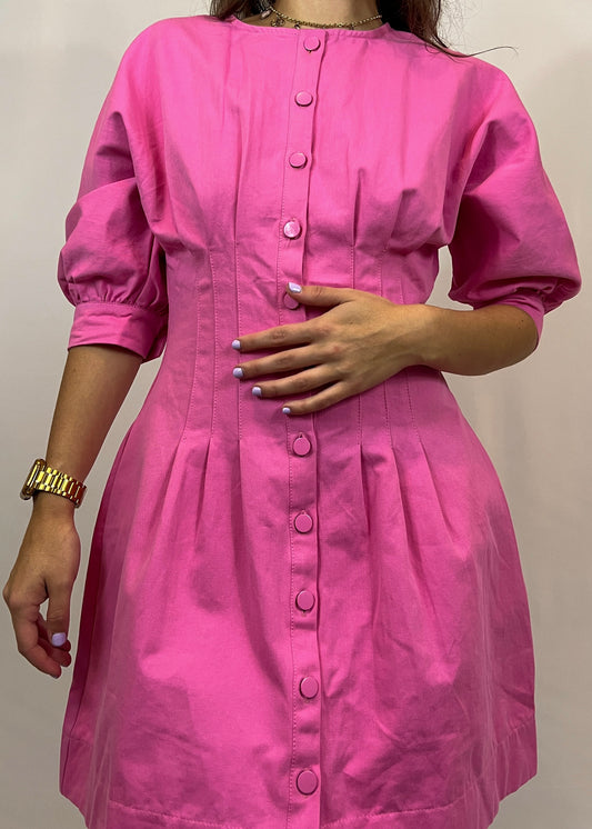 Pink Pleated Mini Dress