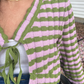Green & Lilac Front Tie Striped Cardigan