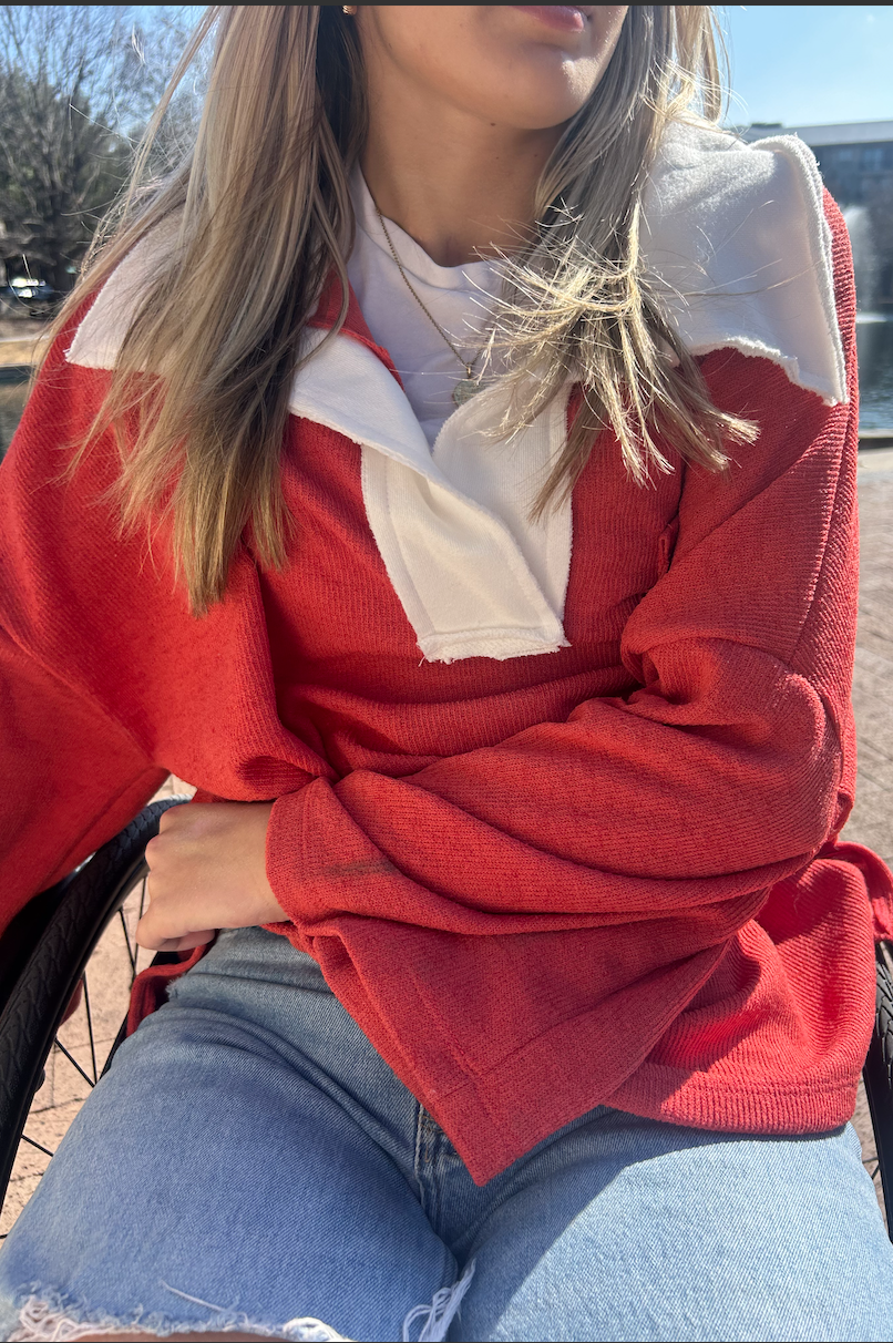 Red Oversized Knit Top