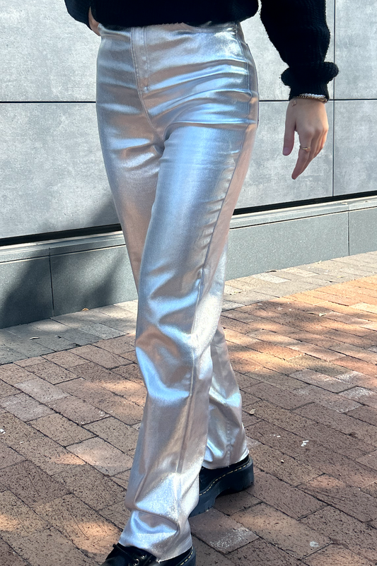Silver Flared Pants