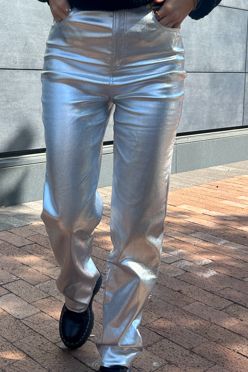 Silver Flared Pants