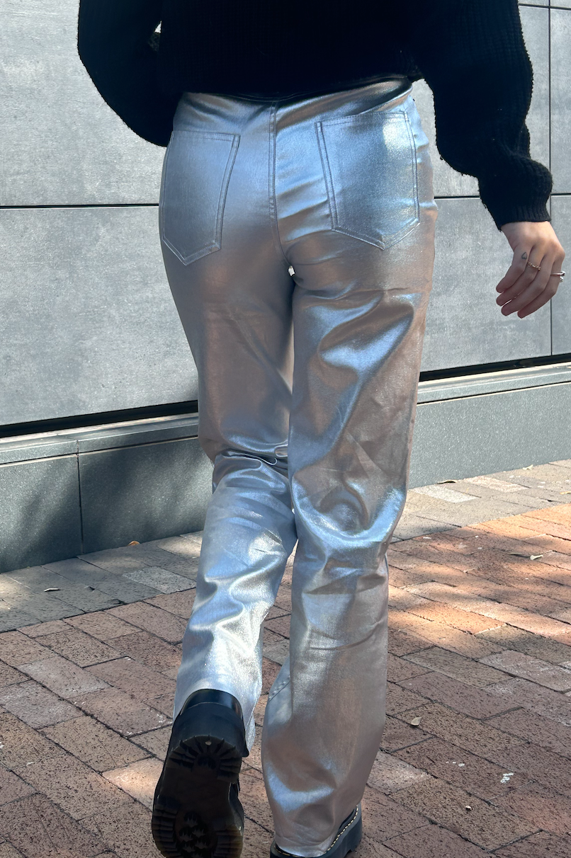 Silver Flared Pants