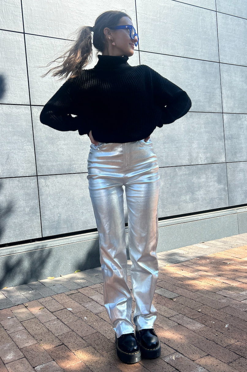 Silver Flared Pants